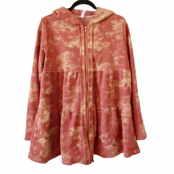 Mur Mur Tops - Mur Mur Tiered Zip Tye Dyed Hoodie Large